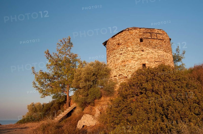 Ruin of a windmill in the morning light
