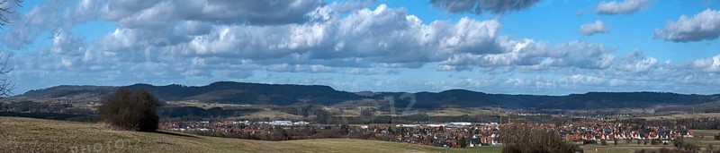 Panoramic view from Kleingeschaidt to Eschenau Markt Eckental