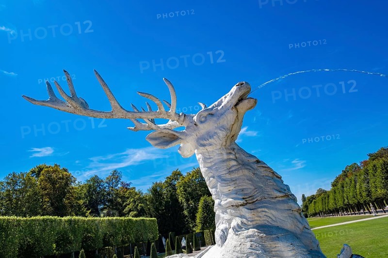 Gargoyle deer figure in the palace garden at Schwetzingen Palace