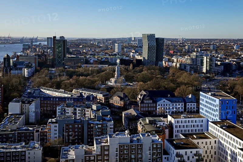 View of the Dancing Towers from the tower of St. Michael's Church towards St. Pauli