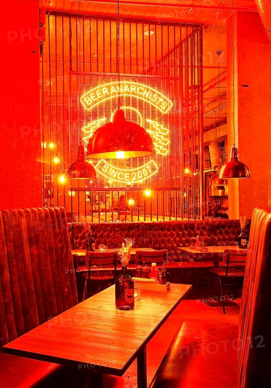 View into a styled bar with special beers
