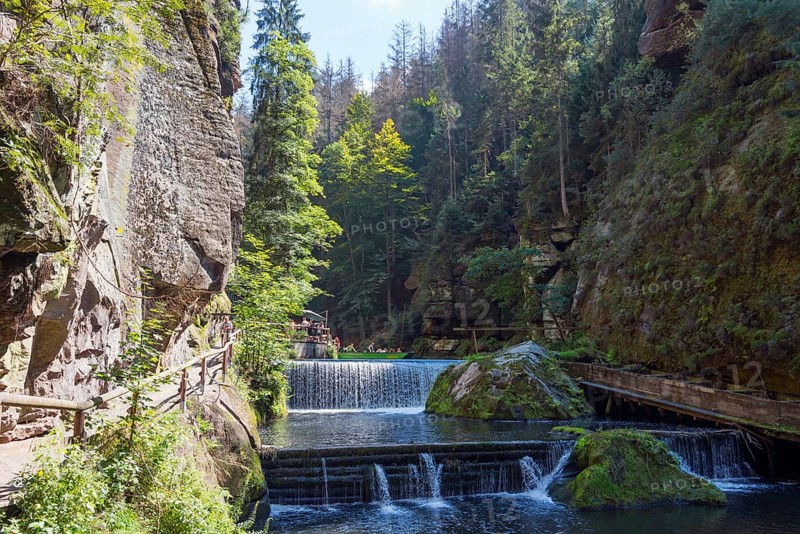 Footbridge and waterfalls in the Edmundsklamm