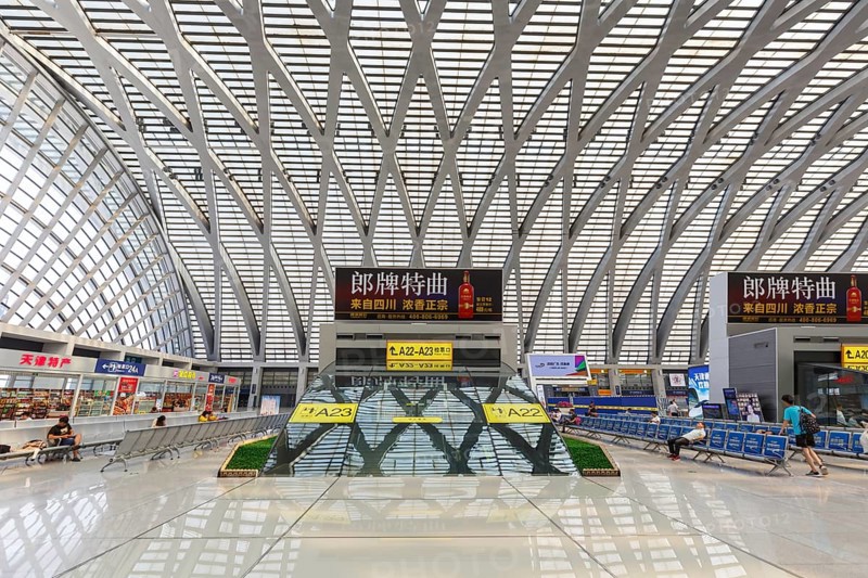 Tianjin West Station modern architecture railway station hall in Tianjin