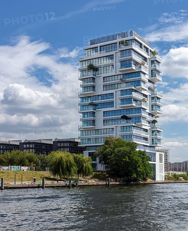 The Living Levels high-rise on Muehlenstrasse and the banks of the Spree in Friedrichshain