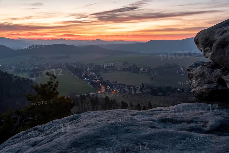 Sunrise over the Elbe Sandstone Mountains