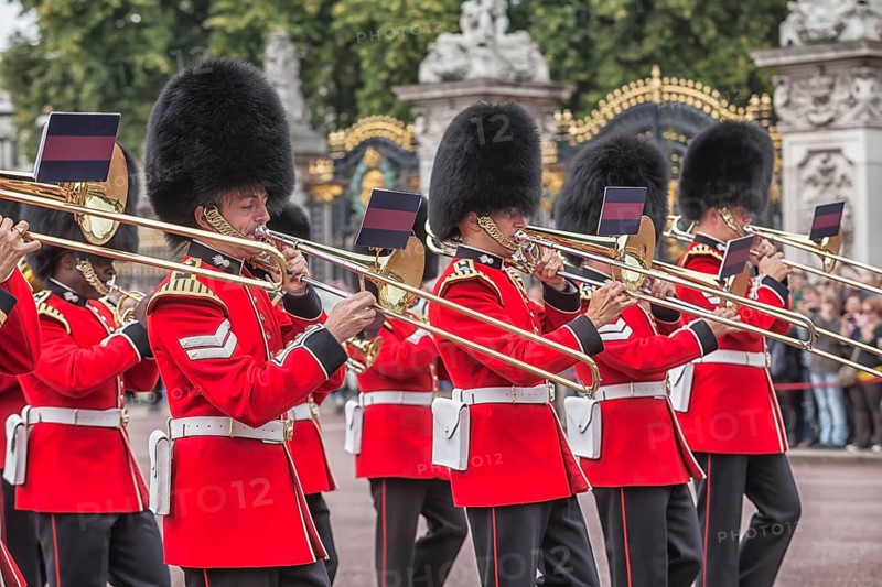 Coldstream guards band playing at changing of the guard