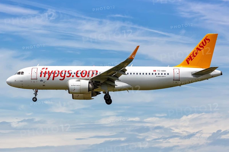An Airbus A320neo aircraft of Pegasus with registration TC-NBH lands at the airport in Barcelona