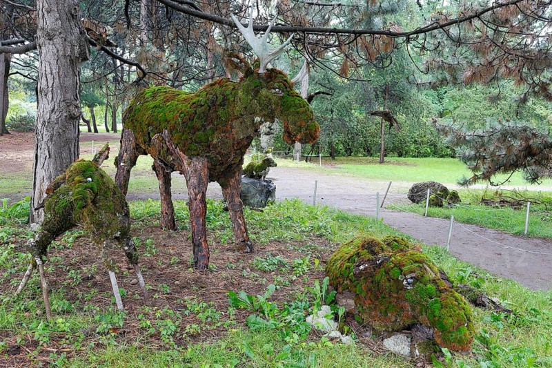 Moose figure sculpture made of wood
