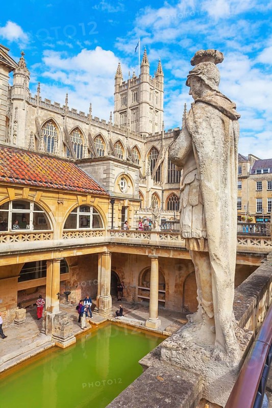 View of Roman Baths and Bath Abbey