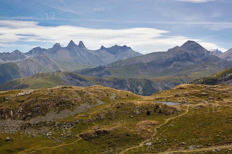 View from Col de la Croix de Fer to Aiguille Centrale d'Arves