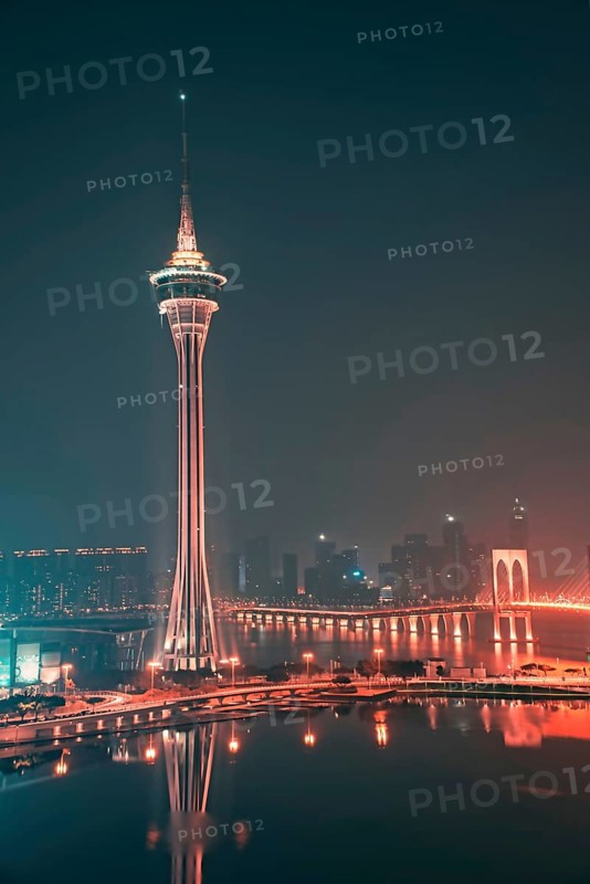 Highrise tower at night