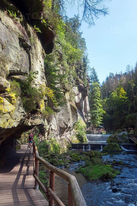 Footbridge and waterfalls in the Edmundsklamm