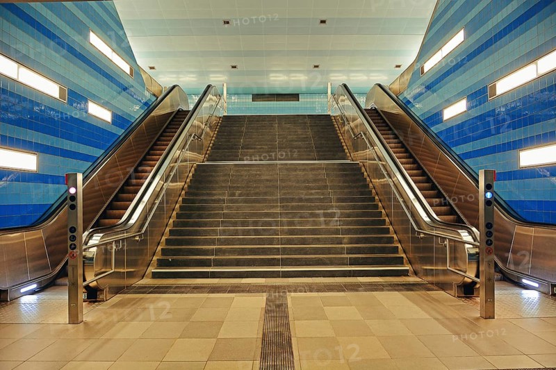 Stairs and two escalators