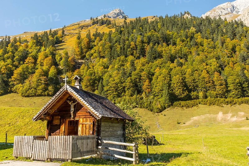 Chapel in the Karwendel Mountains with autumn colours
