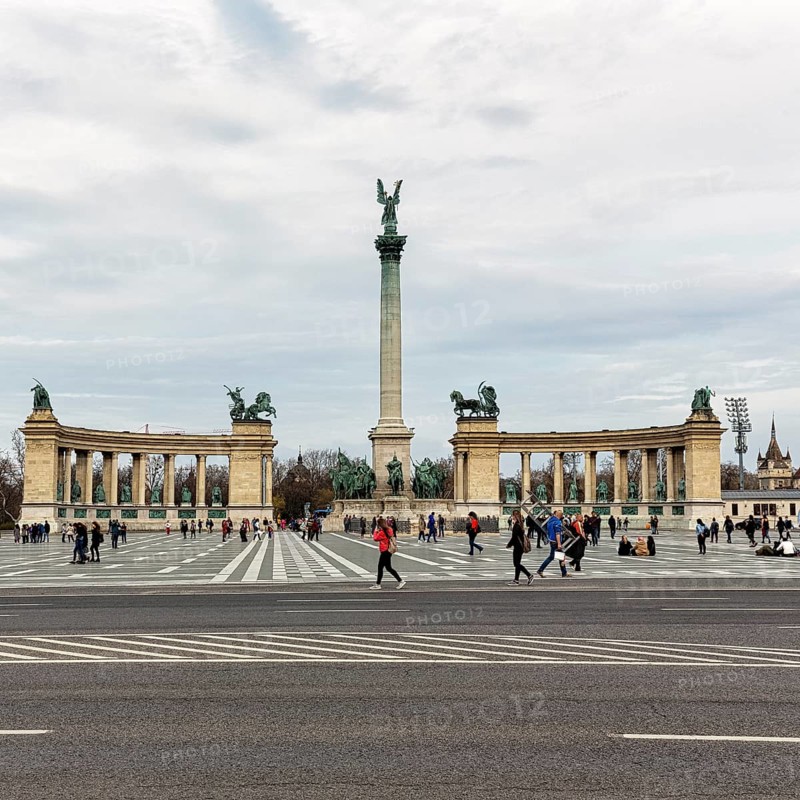 Visitors at the Millennium Monument on Heroes' Square