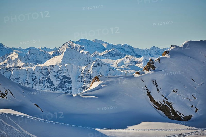View from Mount Kitzsteinhorn on snow covered mountains