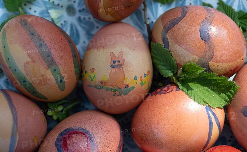 Colourful painted Easter eggs