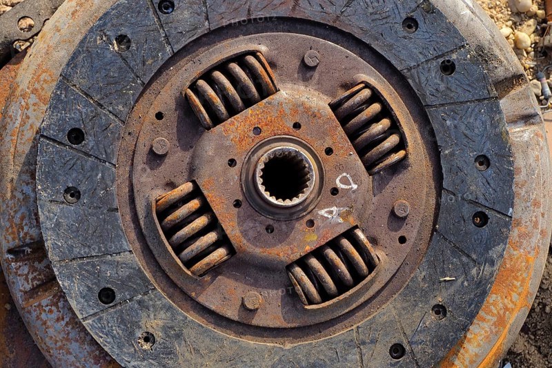 Inner metal disc from pane in scrap yard