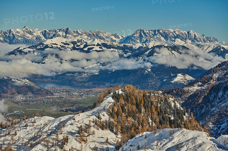 View from Mount Kitzsteinhorn on snow covered mountains