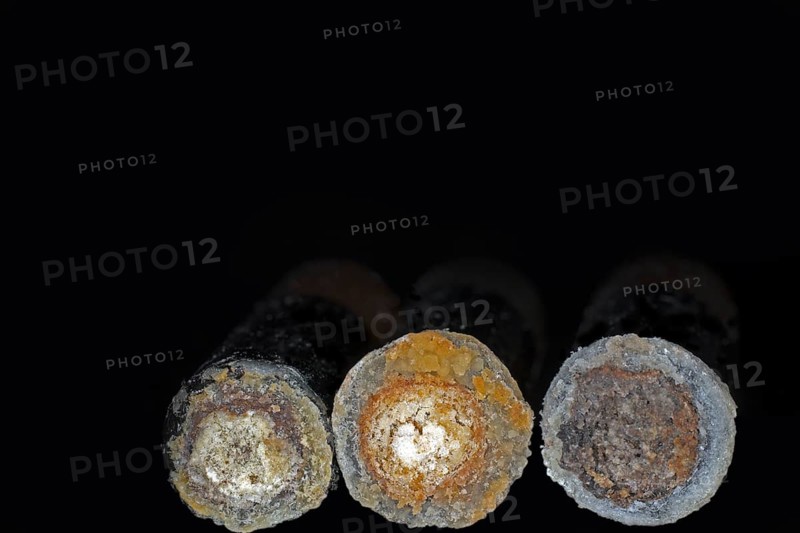 Crystalline residue from leaking batteries