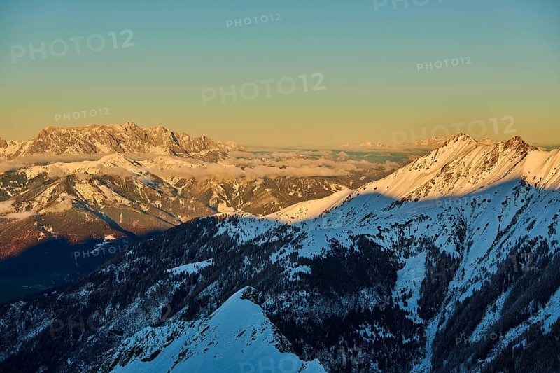 View from Mount Kitzsteinhorn on snow covered mountains