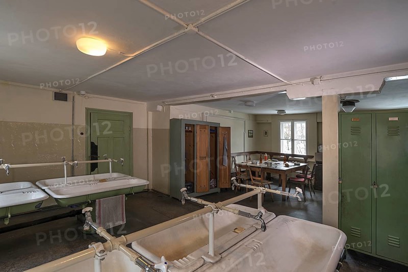 Former workers' canteen with washbasin in a historic valve factory