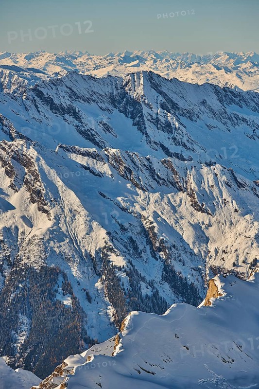 View from Mount Kitzsteinhorn on snow covered mountains