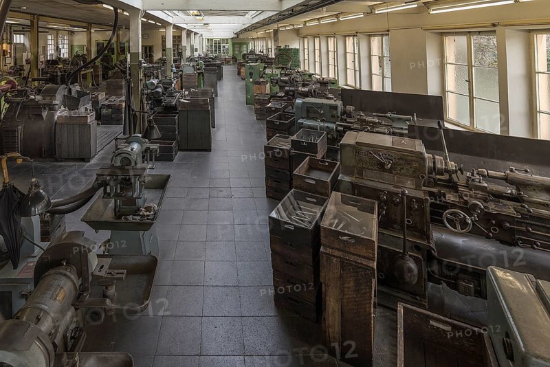 General view of the turning shop of a former valve factory