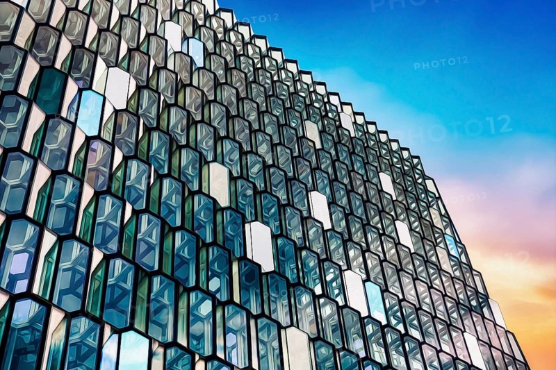 Detail of the glass facade