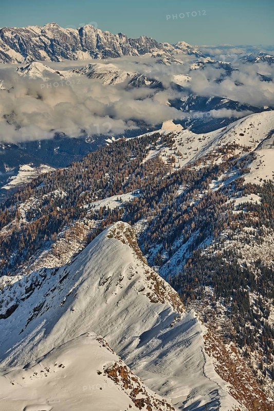 View from Mount Kitzsteinhorn on snow covered mountains