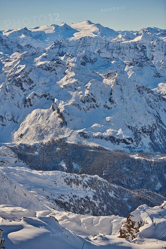 View from Mount Kitzsteinhorn on snow covered mountains