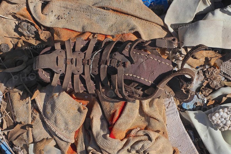 Fragment of leather sandal