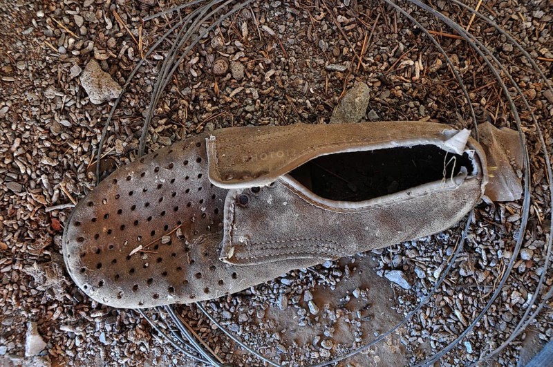 Miserable suede men's shoe on the floor