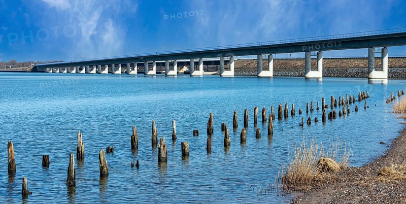 The Ruegen Bridge on the Ruegen Dam between the island and Stralsund