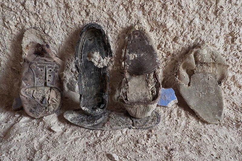 Rotten shoes on the floor