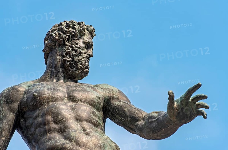 Detail of bronze figure of god Neptune