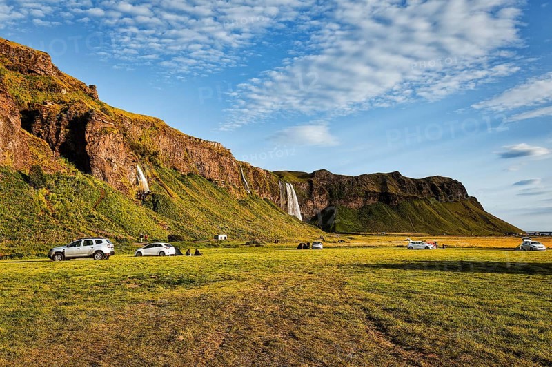 Small campsite in a meadow in summer
