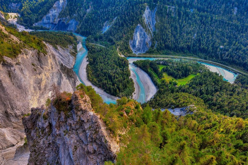 Rhine Gorge near Flims from above
