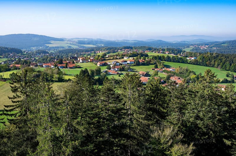 View of the village of Neuschoenau from the tree top walk