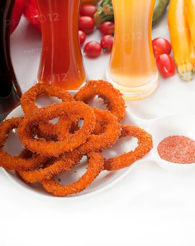 Deep fried calamari rings served with selection of black
