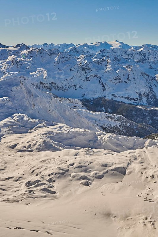 View from Mount Kitzsteinhorn on snow covered mountains