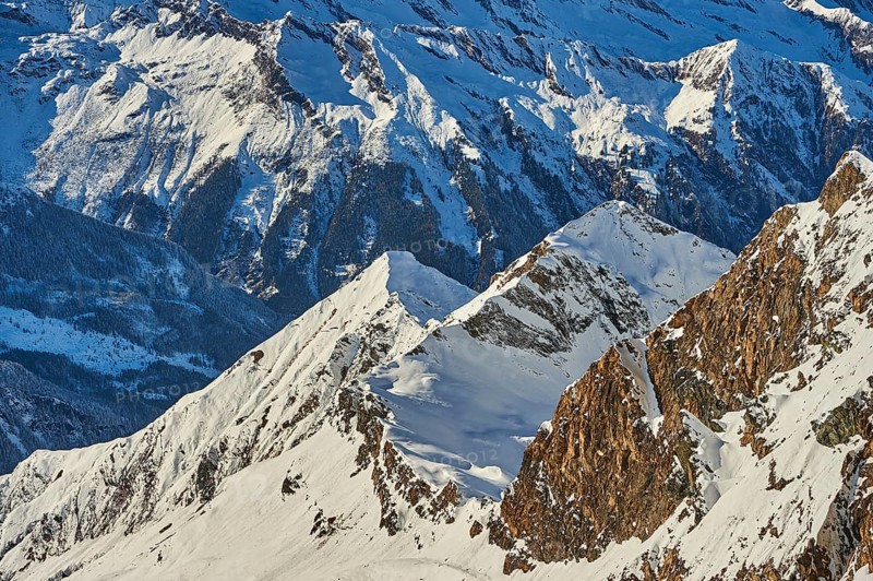 View from Mount Kitzsteinhorn on snow covered mountains