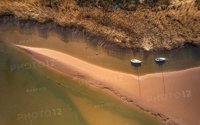 Aerial View over Meadows and River Exe