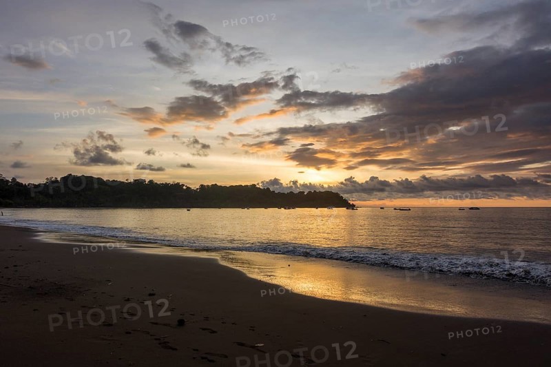Sunset on the coast in Drake Bay