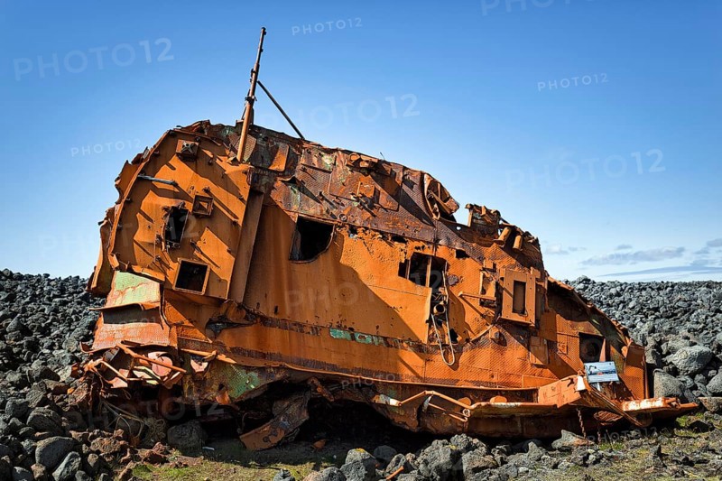 Shipwreck in lava field