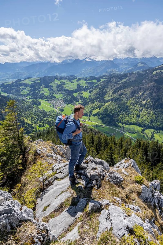 Hiker standing on a rock
