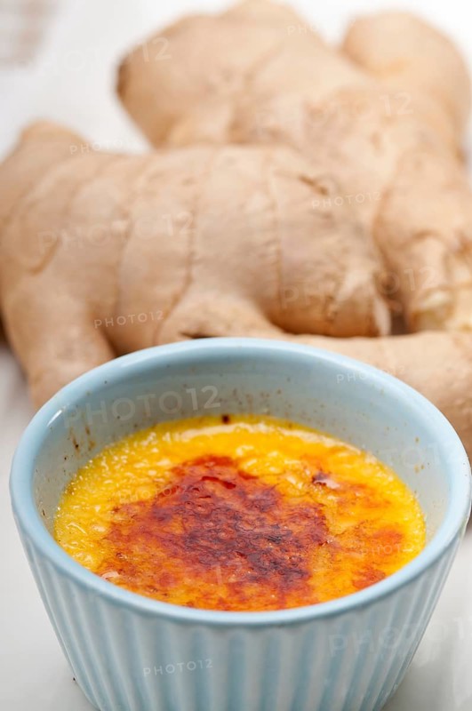 Fresh ginger creme brulee dessert