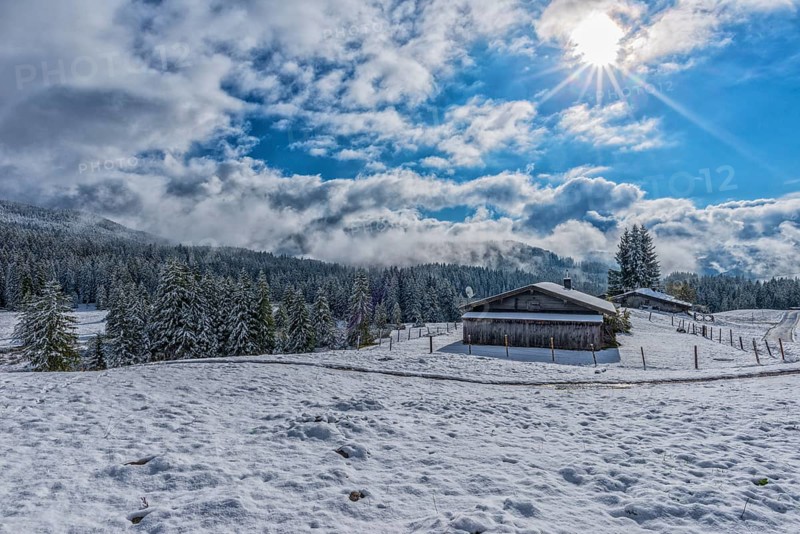 View from the snow-covered Winklmoosalm