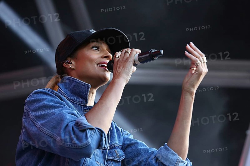 Alesha Dixon performing on stage at Pride London festival. Trafalgar Square