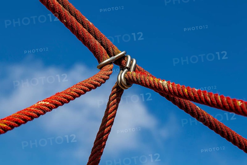 Linked ropes on a climbing frame for children